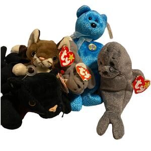 LOT of 5 RARE TY Beanie Babies 1993 - 2001 PVC & PE Pellets (1) with Tag ERROR
